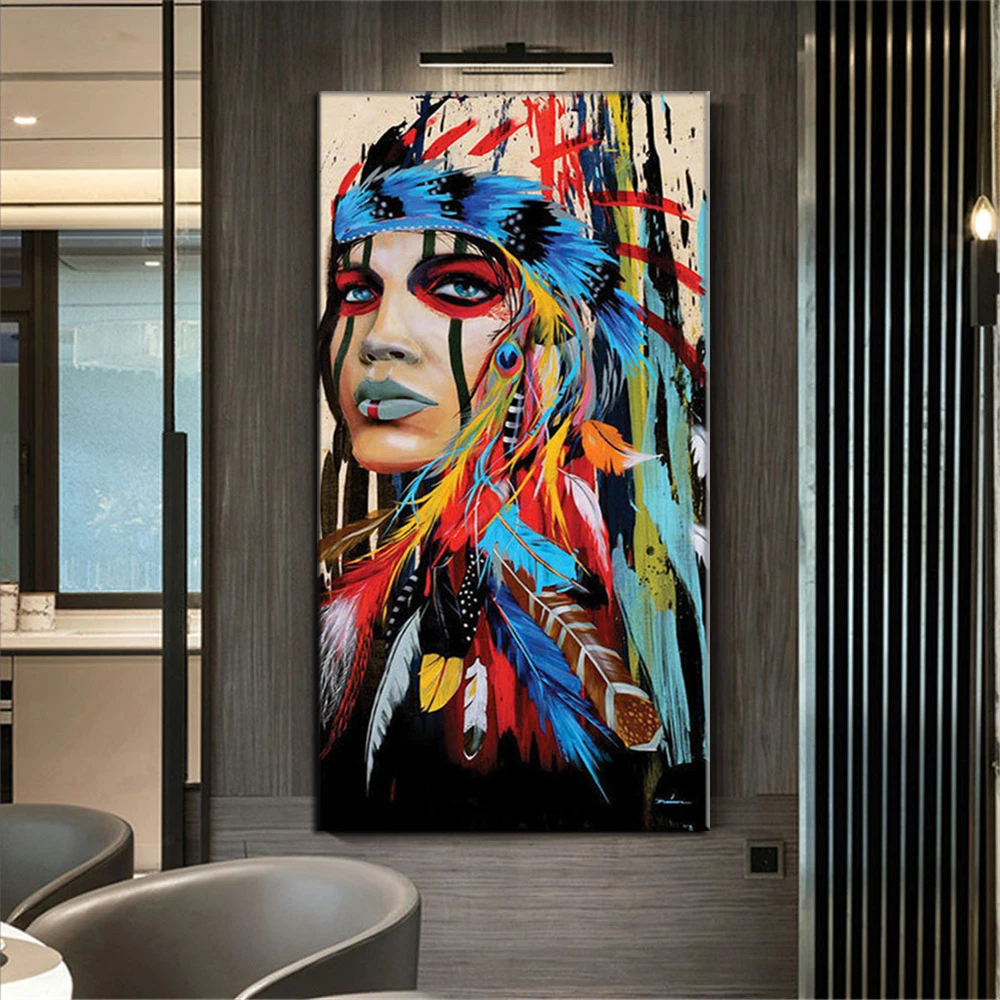 100% Hand Painted Indian Feather Girl Canvas Wall Art Native Oil Paintings Indian Woman With Feather For Living Room Wall Decor
100% Hand Painted Indian Feather Girl Canvas Wall Art Native Oil Paintings Indian Woman With Feather For Living Room Wall Decor