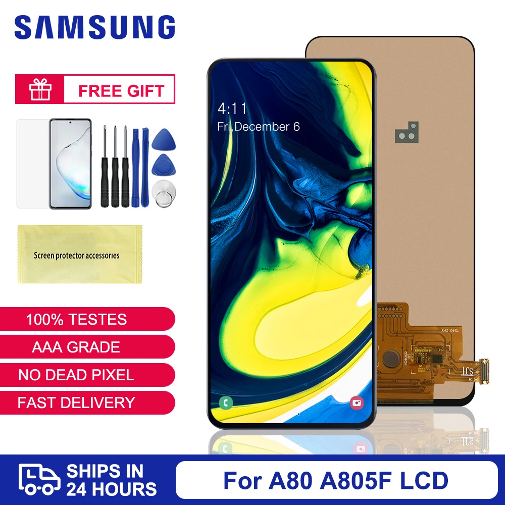 ЖК-дисплей TFT для Samsung Galaxy A80, сменный сенсорный экран с дигитайзером в сборе для SamsungA80, A805, A805F, запасная часть для ремонта мобильных телефонов
ЖК-дисплей TFT для Samsung Galaxy A80, сменный сенсорный экран с дигитайзером в сборе для SamsungA80, A805, A805F, запасная часть для ремонта мобильных телефонов
