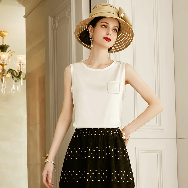 SHZQ White Silk Suspender Female 2021 New Round Neck Vest Fashionable Mulberry Silk Sleeve Shirt with Top Inside
SHZQ White Silk Suspender Female 2021 New Round Neck Vest Fashionable Mulberry Silk Sleeve Shirt with Top Inside