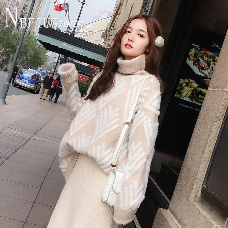 Lazy Style Pullover Women Sweater Thick Turtleneck 2020 Autumn Winter Korean Female Sweaters 
Lazy Style Pullover Women Sweater Thick Turtleneck 2020 Autumn Winter Korean Female Sweaters