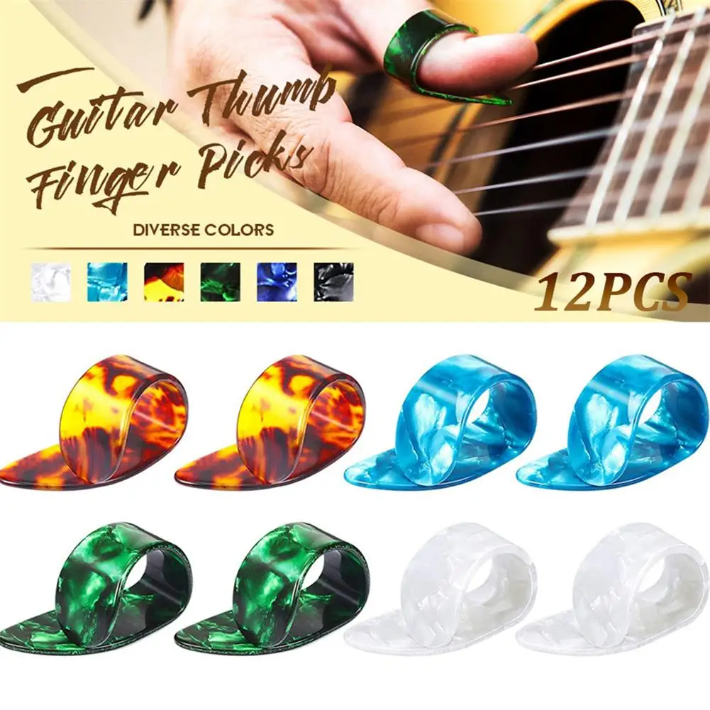 

12pcs/Set Celluloid Guitar Pick Thumb Pick Thumb Index Finger Picks With Storage Box Guitar Accessories