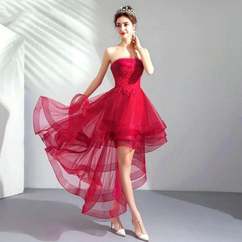 Simple Strapless Wedding Dresses Hi-Lo Short Beach Vestido De Noiva 2021 Elegant Applique Boho Party Bridal Gown 
Simple Strapless Wedding Dresses Hi-Lo Short Beach Vestido De Noiva 2021 Elegant Applique Boho Party Bridal Gown