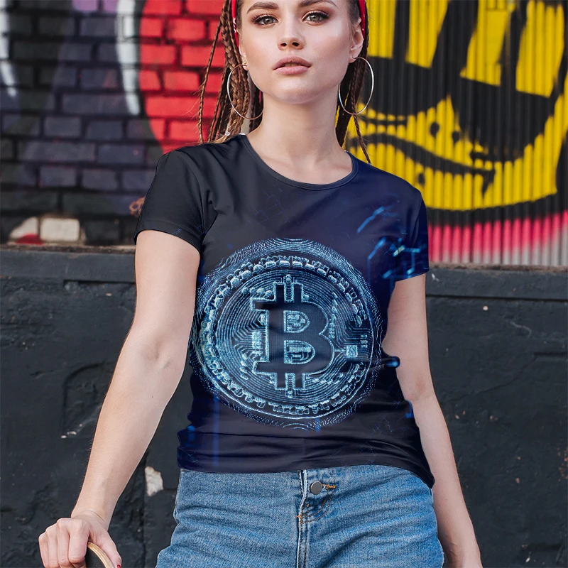 New Women's Fashion 3D Printing Bitcoin Design T-shirt Fashion Street Fashion Comfortable 2022 Summer Short Sleeve Women
New Women's Fashion 3D Printing Bitcoin Design T-shirt Fashion Street Fashion Comfortable 2022 Summer Short Sleeve Women