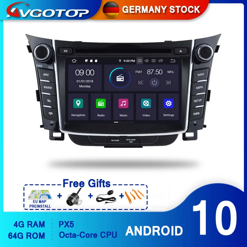 Автомагнитола AVGOTOP Android 10 для HYUNDAI I30 2012 Carplay автомультимедиа IPS HD экран навигация GPS