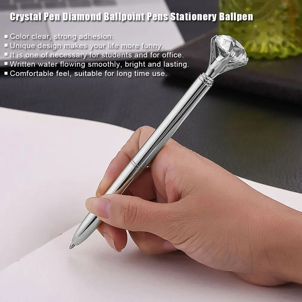 

1 шт. портативная Роскошная большая шариковая ручка с кристаллами, алмазные шариковые ручки, канцелярские принадлежности, шариковая ручка, ...
