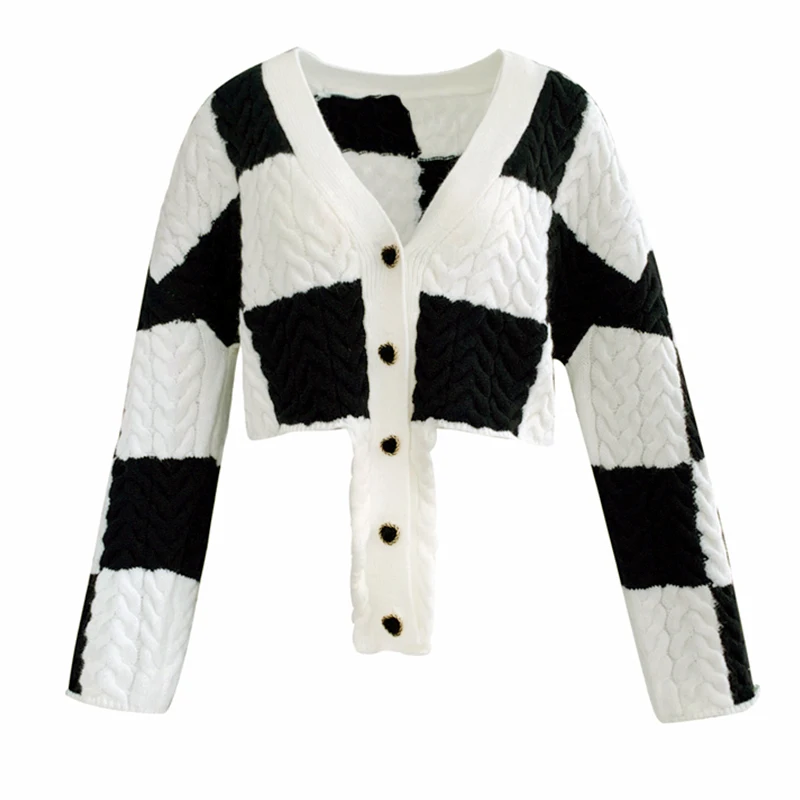 VANOVICH 2022 Autumn and Winter New Style Korean V-Neck Plaid Cardigan Vintage Short Acrylic Full Casual Womens Sweater
VANOVICH 2022 Autumn and Winter New Style Korean V-Neck Plaid Cardigan Vintage Short Acrylic Full Casual Womens Sweater