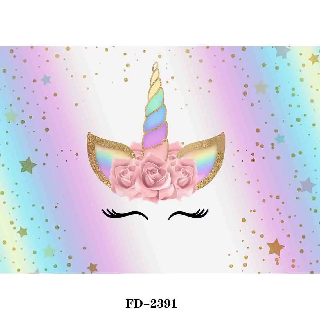 

Art Fabric Unicorn theme Photography Backdrop Rainbow Birthday Newborn Banner Flower Party Studio Background 210519-56