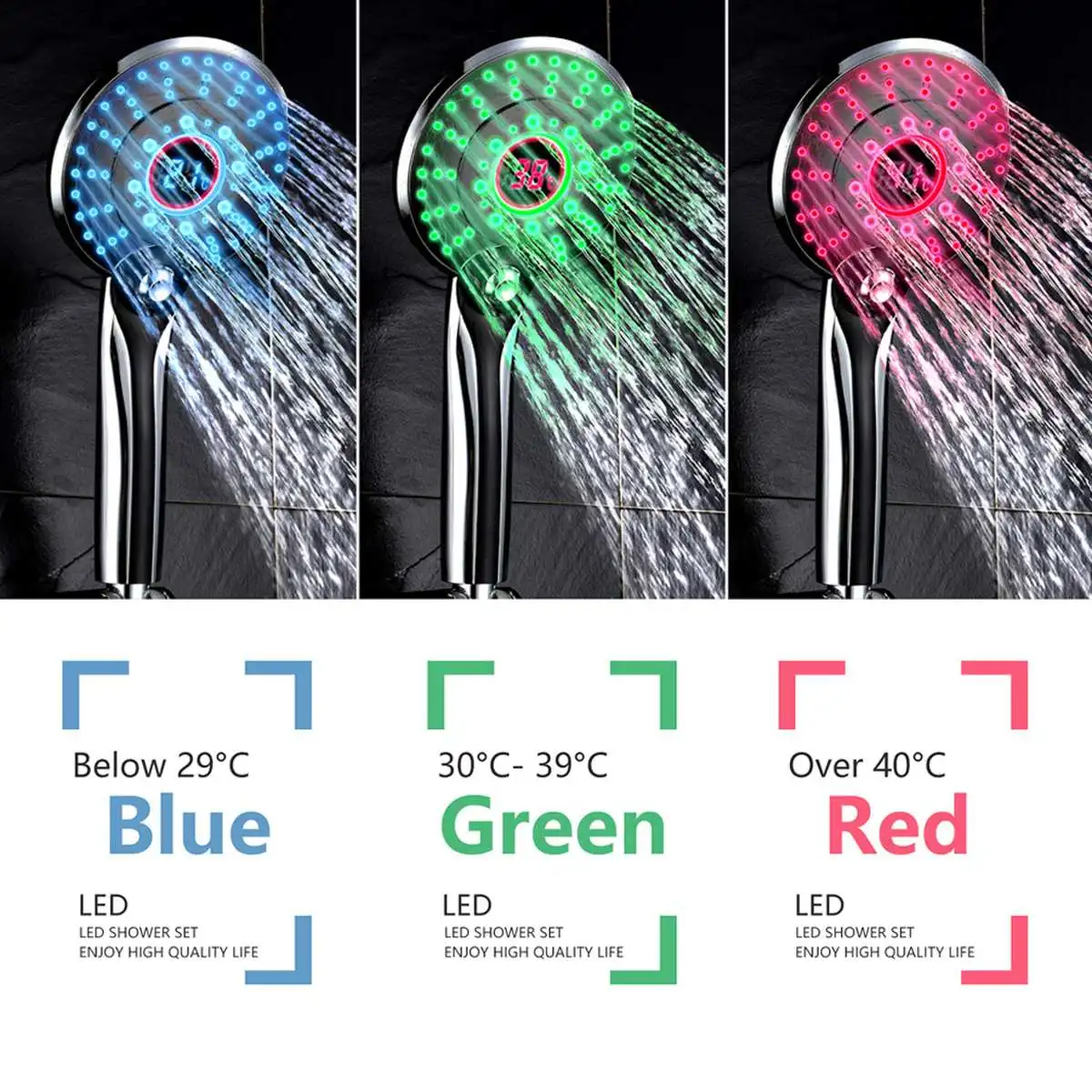 Adjustable 3 Color LED Shower Head Digital LCD Display Temperature Control Shower Head filter with led light
Adjustable 3 Color LED Shower Head Digital LCD Display Temperature Control Shower Head filter with led light