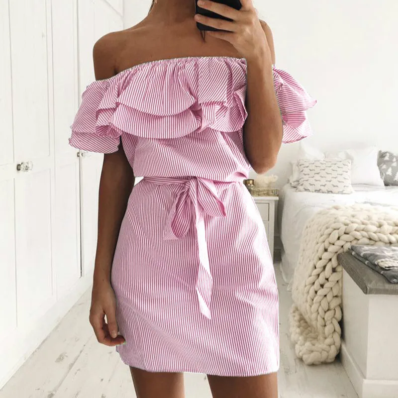 Women Dresses Cheap Cloth Striped Sashes Summer Dress Ruffle Collar 2021 Bandage Sundress Casual Sexy Vestidos De Festa
Women Dresses Cheap Cloth Striped Sashes Summer Dress Ruffle Collar 2021 Bandage Sundress Casual Sexy Vestidos De Festa