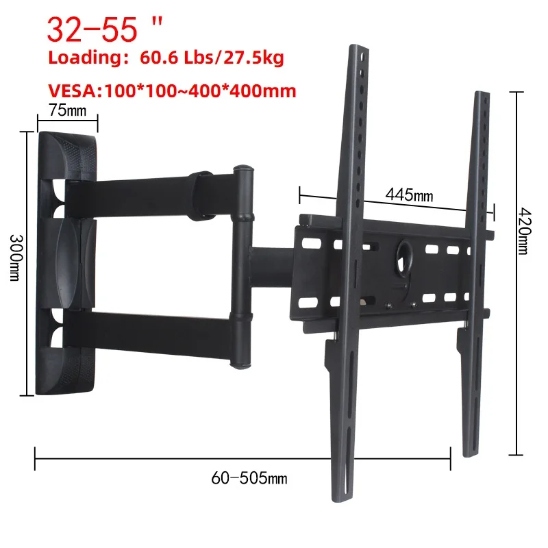 HILLPORT TV Mount Full Motion Telescopic Rotating LCD TV Bracket 32''- 55'' Universal Monitor Wall Mounted Bracket DY406
HILLPORT TV Mount Full Motion Telescopic Rotating LCD TV Bracket 32''- 55'' Universal Monitor Wall Mounted Bracket DY406