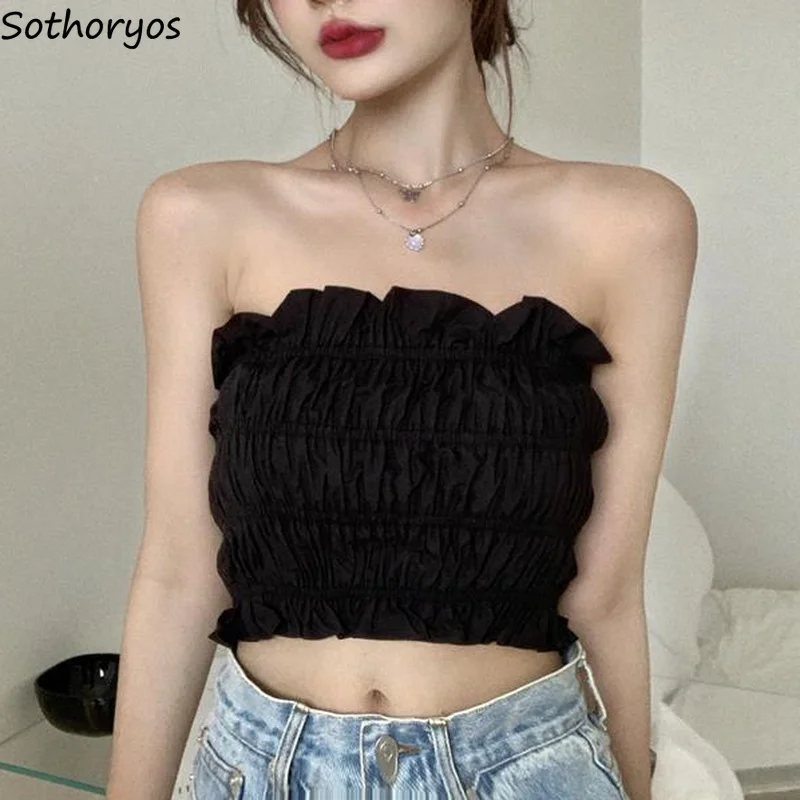 Women Camisoles Solid Strapless Breast Wrap Ruffles Slim Crop Tops Sweet Elegant Casual All-match Daily Stylish Teens Hot Retro
Women Camisoles Solid Strapless Breast Wrap Ruffles Slim Crop Tops Sweet Elegant Casual All-match Daily Stylish Teens Hot Retro