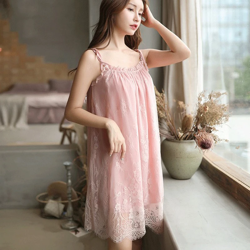 Women Nightgown Summer Ice Silk Satin Lace Sleepshirt Woman Sleep Sexy Suspenders Sleepwear Short Sleeve Comfortable Homewear
Women Nightgown Summer Ice Silk Satin Lace Sleepshirt Woman Sleep Sexy Suspenders Sleepwear Short Sleeve Comfortable Homewear