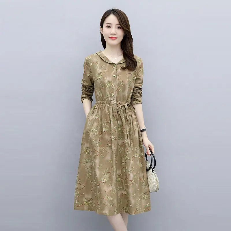 High-grade cotton linen floral dress women's long sleeve 2021 spring and summer new waist reduction age show thin temperament
High-grade cotton linen floral dress women's long sleeve 2021 spring and summer new waist reduction age show thin temperament