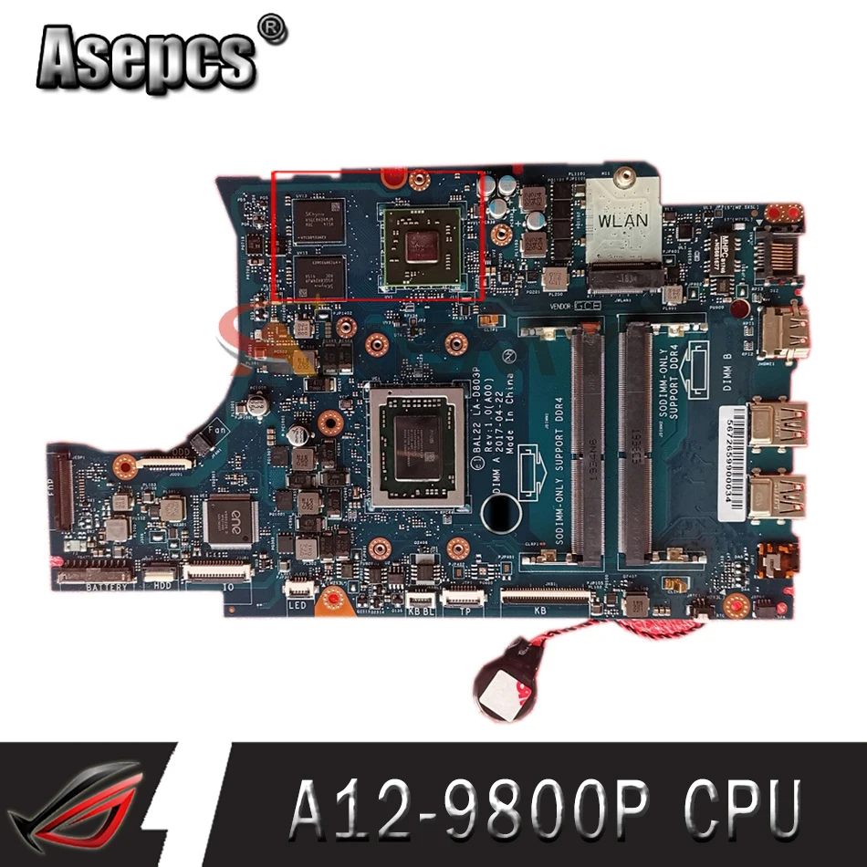 FOR Dell Inspiron 15 5565 Laptop Motherboard KPK2C 0KPK2C CN-0KPK2C LA-D803P W/ A12-9800P 100% Test work
FOR Dell Inspiron 15 5565 Laptop Motherboard KPK2C 0KPK2C CN-0KPK2C LA-D803P W/ A12-9800P 100% Test work