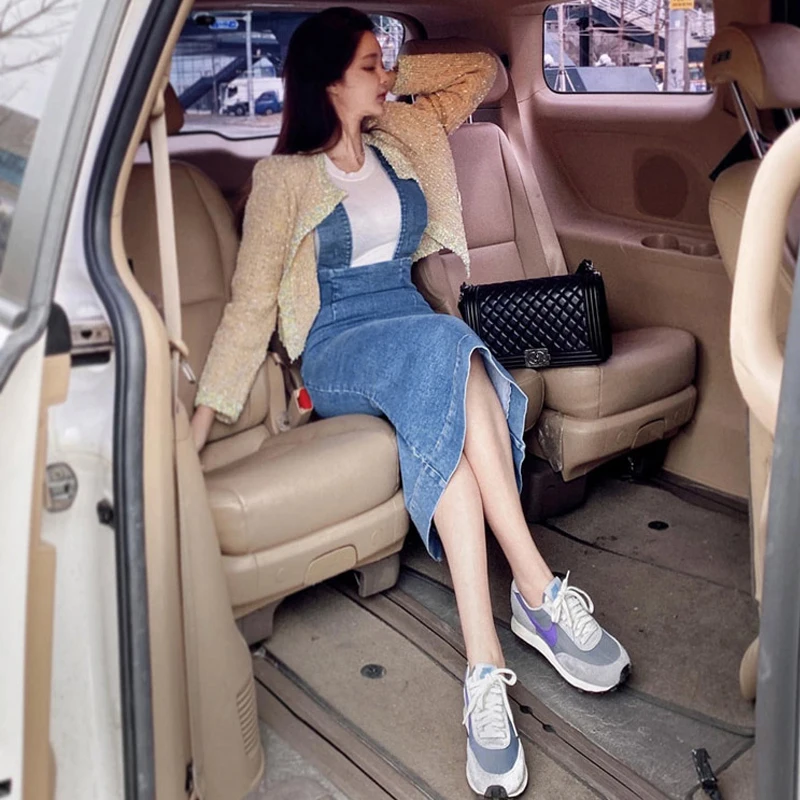 Limiguyue Summer Fashion Spaghetti Strap Suspender Skirt Women Denim Skirts Slim High Waist Split Pinafore Hip Jeans Skirts K451 
Limiguyue Summer Fashion Spaghetti Strap Suspender Skirt Women Denim Skirts Slim High Waist Split Pinafore Hip Jeans Skirts K451