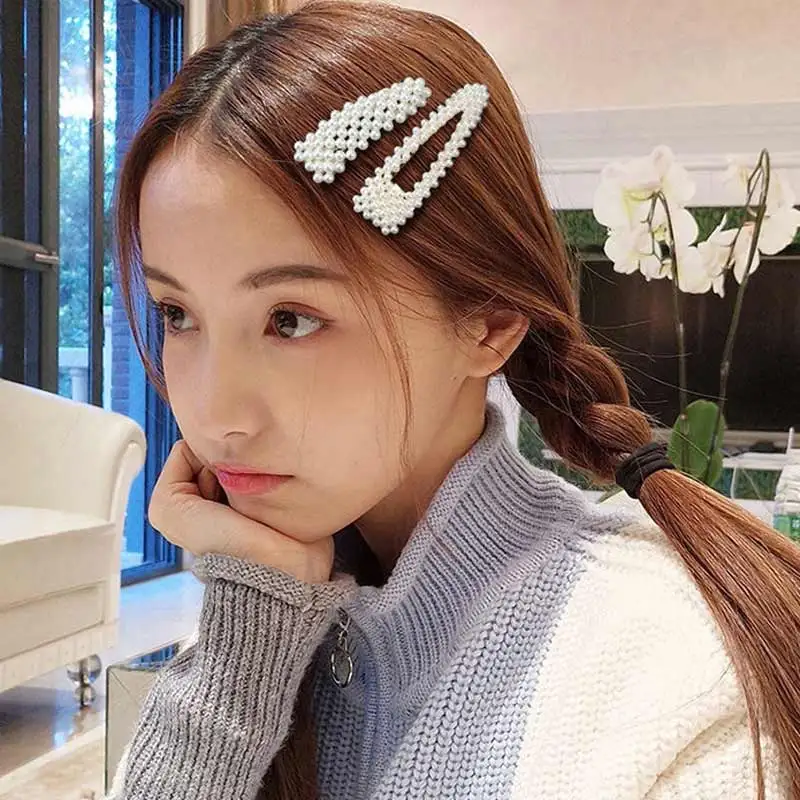 Корейские Ins жемчужная заколка для девушек Bb клип волос шпилька женский головной