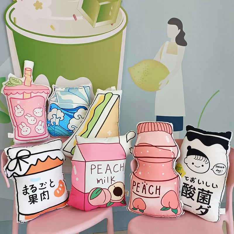 Printing Lmages Plush Pillow PP Cotton Stuffed Milk Bottle Sandwish Peach Orange Bubble Tea Throw Shell With Zipper
Printing Lmages Plush Pillow PP Cotton Stuffed Milk Bottle Sandwish Peach Orange Bubble Tea Throw Shell With Zipper