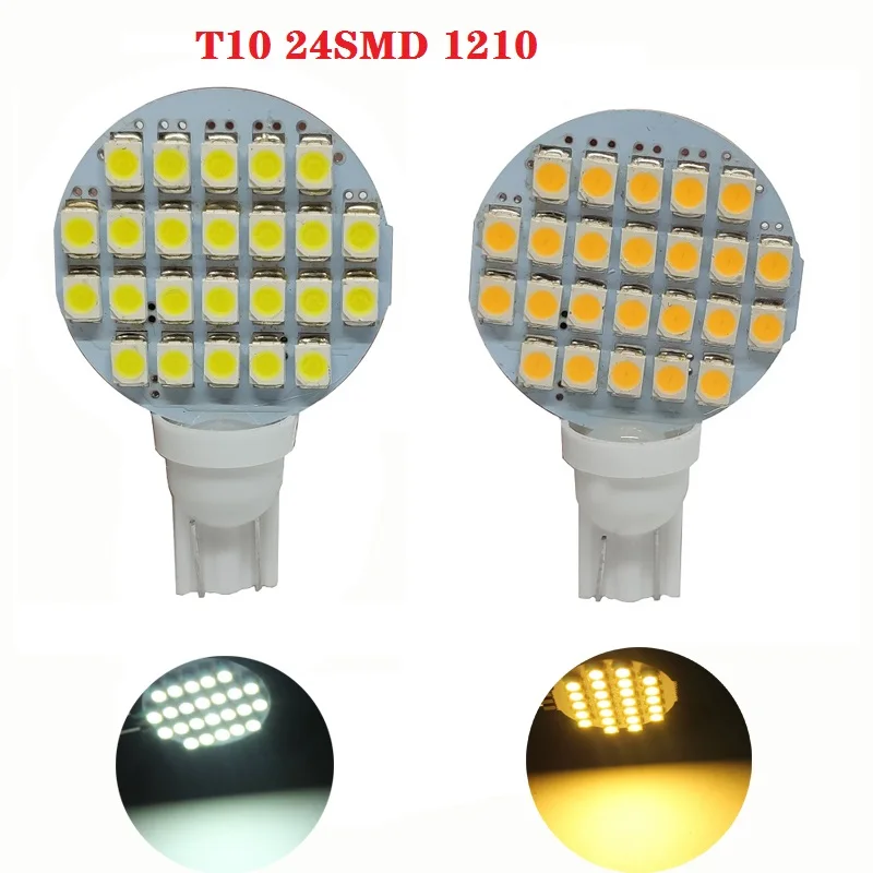 

2PCS T10 194 168 W5W 1210 3528 G4 24 LED 24SMD 12V DC Warm White Cool White Auto Bulbs Replace Lights Spotlight Bi-pin LED Lamp