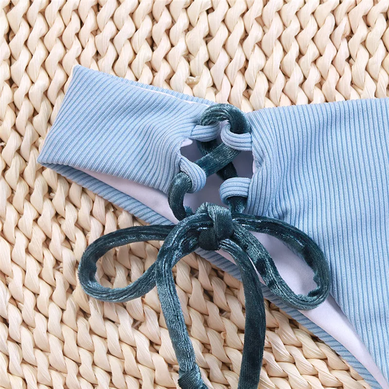 Fors Velet triangle patchwork bikini set Halter push up bandage swimwear women String swimsuit female lace up bathing suit 2020
Fors Velet triangle patchwork bikini set Halter push up bandage swimwear women String swimsuit female lace up bathing suit 2020