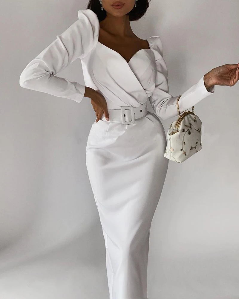 2021 Sexy Puff Sleeve Strapless Party Dresses Long Sleeve With Belt Straight MIDI Pencil Dress For Women
2021 Sexy Puff Sleeve Strapless Party Dresses Long Sleeve With Belt Straight MIDI Pencil Dress For Women