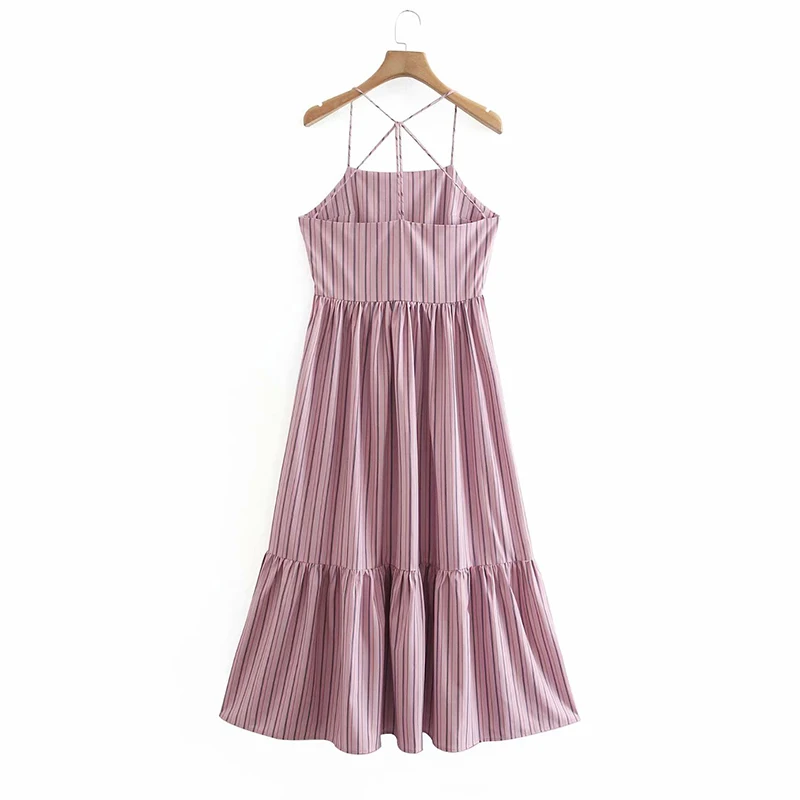 ZA Summer Women Camisole Dress Bandage Loose Dress Lady Beach Style Striped Printed Dress Elegant Girls Backless Causal Outfits
ZA Summer Women Camisole Dress Bandage Loose Dress Lady Beach Style Striped Printed Dress Elegant Girls Backless Causal Outfits