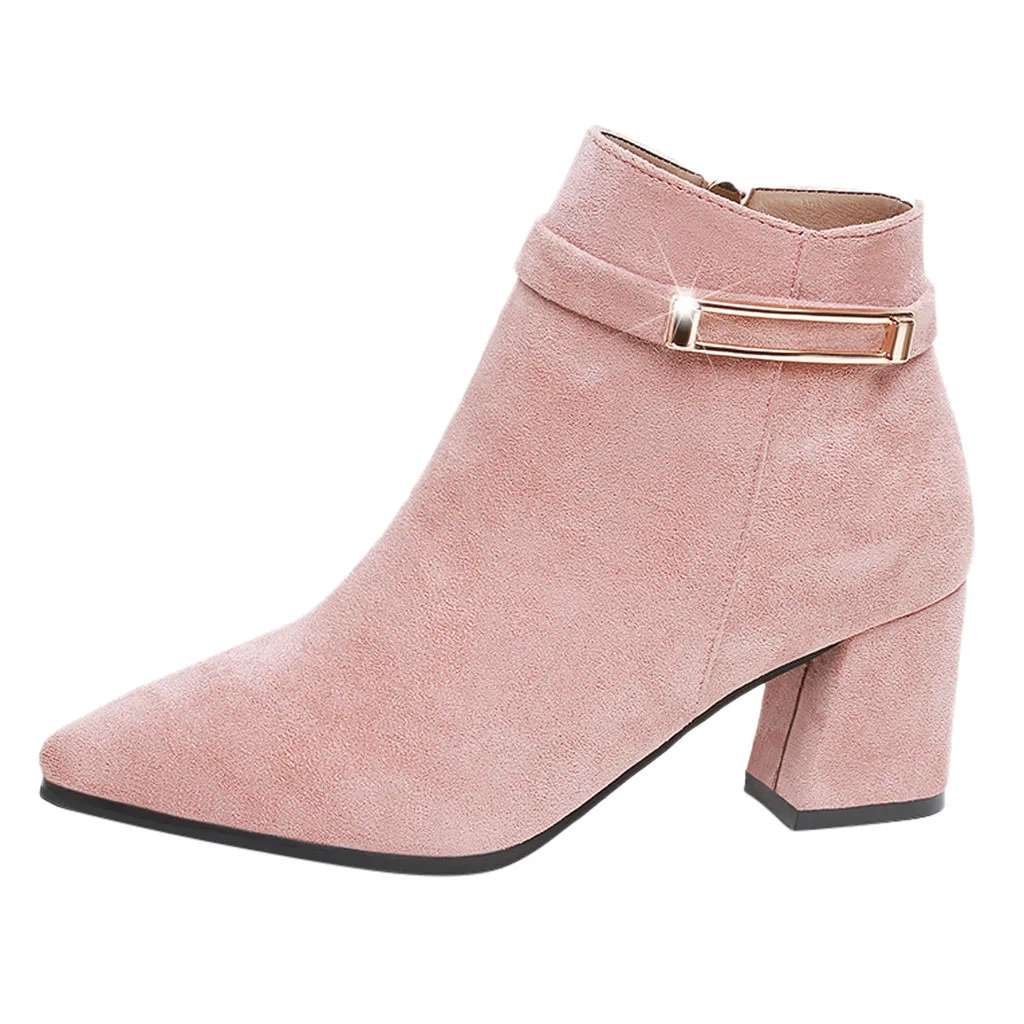 Pink Suede Boots Women's Pointed Square-Heeled Side Zipper Short-Tube Boots Belt Buckle High Heel British Style shoes
Pink Suede Boots Women's Pointed Square-Heeled Side Zipper Short-Tube Boots Belt Buckle High Heel British Style shoes