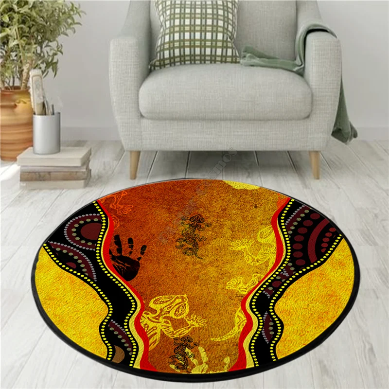 Aboriginal Rock Painting Hand Lizard Golden Style Circle Rug 3D printed Non-slip Mat Dining Living Room Soft Bedroom Carpet 02
Aboriginal Rock Painting Hand Lizard Golden Style Circle Rug 3D printed Non-slip Mat Dining Living Room Soft Bedroom Carpet 02