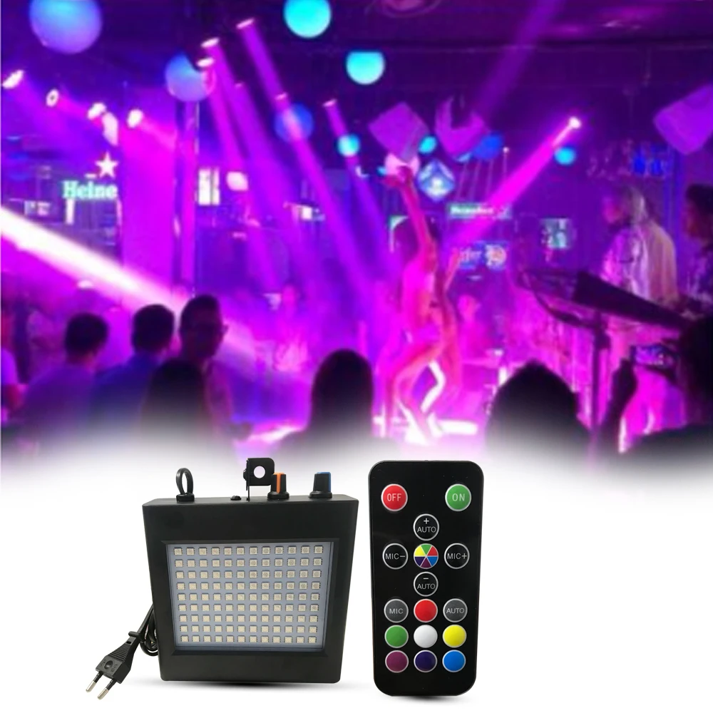 

108 LED Mixed Flashing Stage Lights Remote Sound Activated Disco Lights for Festival Parties Lights Wedding KTV Strobe Lights