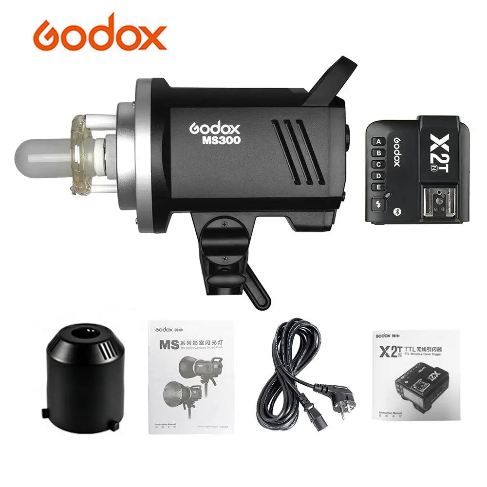 

Godox MS300 Studio Flash Light 300Ws GN58 5600K 150W Modeling Lamp Bowens Mount+X2T-N i-TTL Flash Trigger for Nikon DSLR Camera
