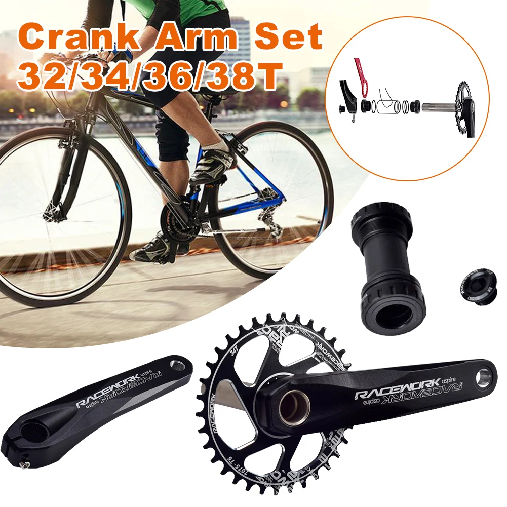 Single Speed Crankset 32/34/36/38T 170mm Crank Arm 68-73mm Bottom Bracket For Mountain Bike Chainwheel Chainring Fixed Gear
Single Speed Crankset 32/34/36/38T 170mm Crank Arm 68-73mm Bottom Bracket For Mountain Bike Chainwheel Chainring Fixed Gear