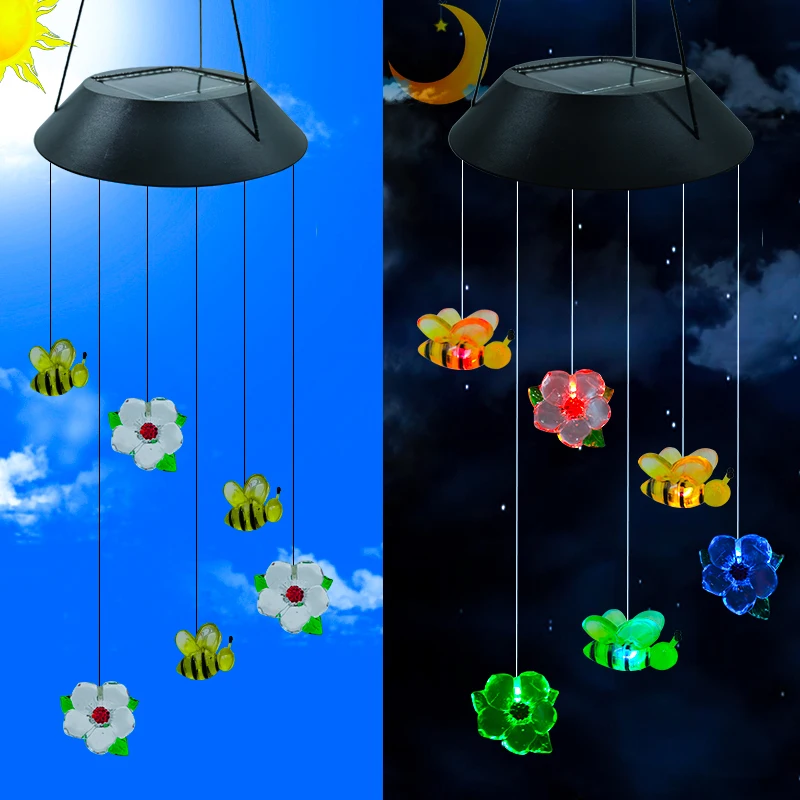 Flower Bee Solar Light Solar Wind Chime Light LED Color Change Flower Bee Solar Light Wind Chime Light Garden Decoration Light 
Flower Bee Solar Light Solar Wind Chime Light LED Color Change Flower Bee Solar Light Wind Chime Light Garden Decoration Light