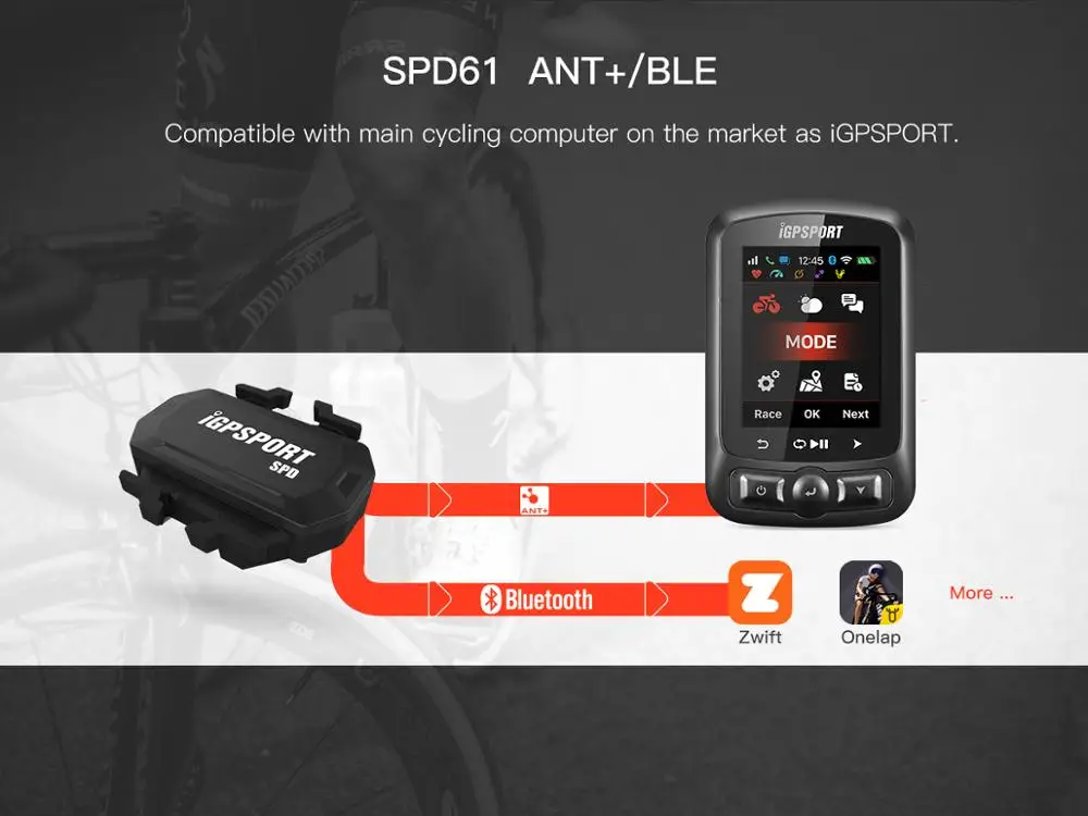 Беспроводной датчик скорости ANT + и Bluetooth для велокомпьютера GPS совместимый с GARMIN