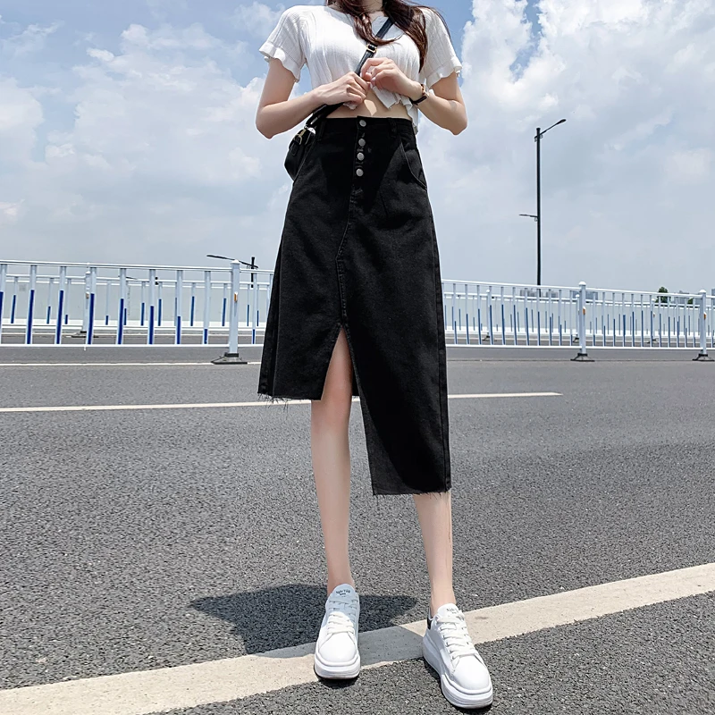 Summer 2021 New High Waist Split Temperament Denim Skirt For Women Loose Raw Hem Slimming Medium Long Sheath Denim Skirt
Summer 2021 New High Waist Split Temperament Denim Skirt For Women Loose Raw Hem Slimming Medium Long Sheath Denim Skirt