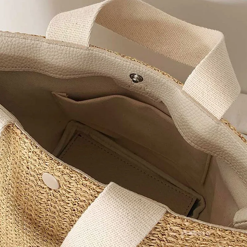 Вместительные соломенные сумки для женщин ручная работа тканая корзина Bolsa Tote
