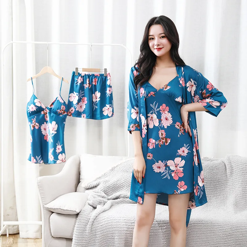 Spring Women Print Peony 4PCS Kimono Robe Gown Sets Sexy Faux Silk Nightwear Bathrobe Sleep Suit Lingerie Lounge Home Clothes
Spring Women Print Peony 4PCS Kimono Robe Gown Sets Sexy Faux Silk Nightwear Bathrobe Sleep Suit Lingerie Lounge Home Clothes