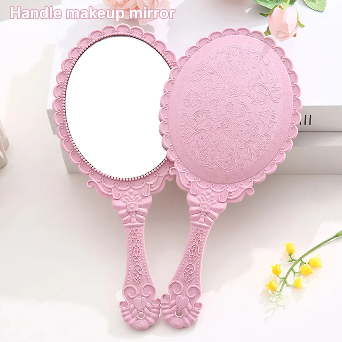

GU209 винтажное гравировальное ручное зеркало для туалетного столика ручное зеркало для салона макияжа косметическое зеркало для женщин