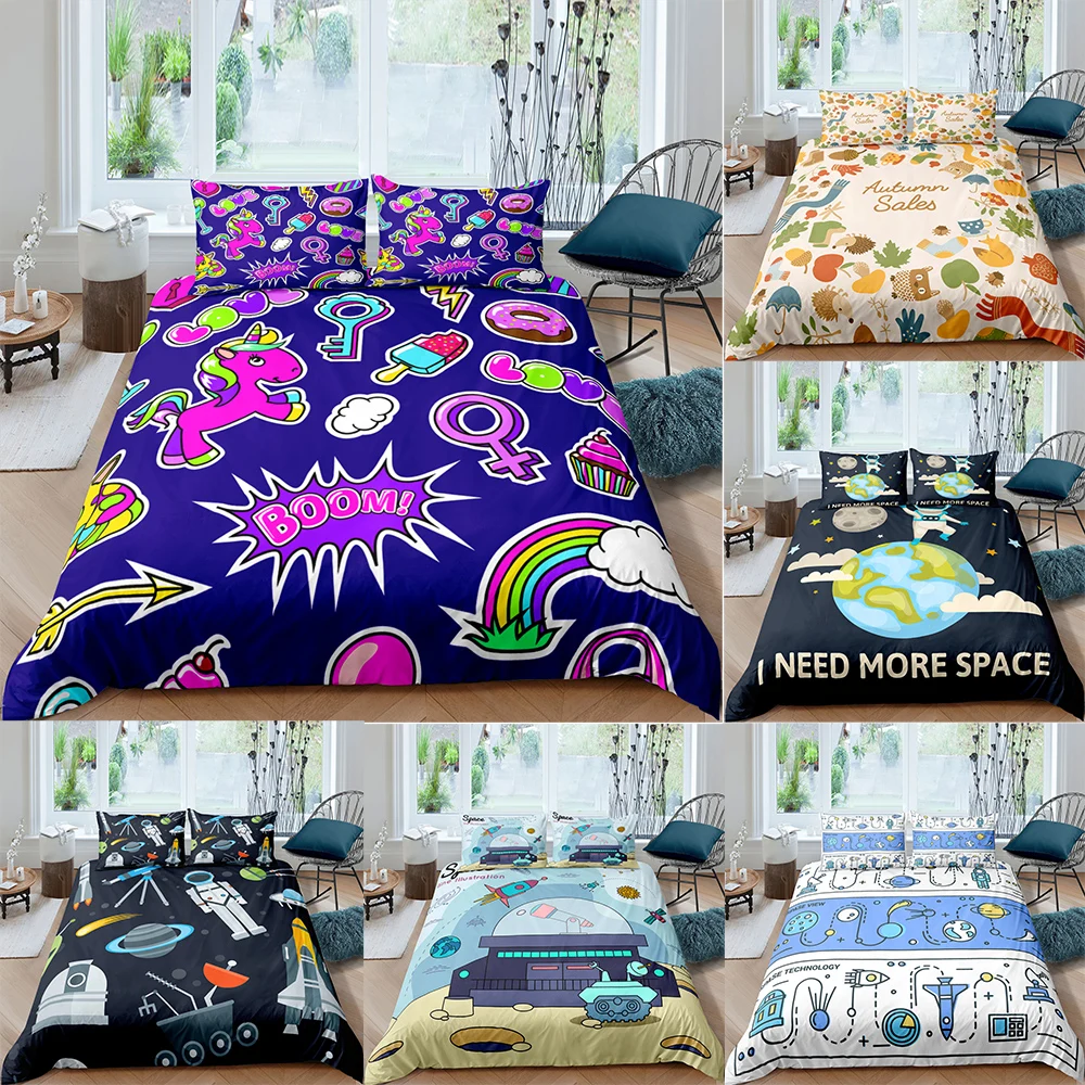 3D Printing Cartoon Bedding Set Cute Kids Children Duvet Cover Space Bed Set Soft Home Textiles Bedclothes Duvet Cover King Size
3D Printing Cartoon Bedding Set Cute Kids Children Duvet Cover Space Bed Set Soft Home Textiles Bedclothes Duvet Cover King Size
