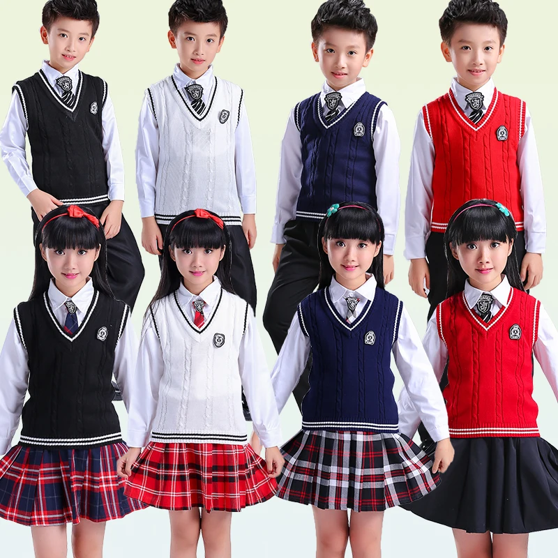 Winter School Uniforms Sweater Vest+Shirt+Skirt Sets High End Student Costume child School Uniform
Winter School Uniforms Sweater Vest+Shirt+Skirt Sets High End Student Costume child School Uniform