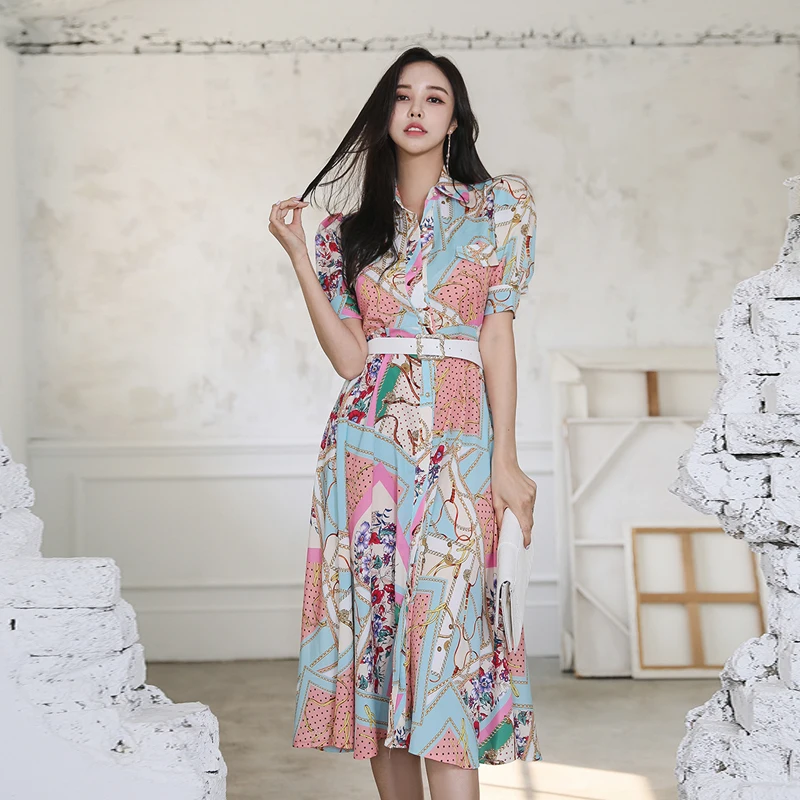 Женское офисное платье-рубашка, элегантное винтажное платье миди с принтом и поясом, лето 2021
Женское офисное платье-рубашка, элегантное винтажное платье миди с принтом и поясом, лето 2021
