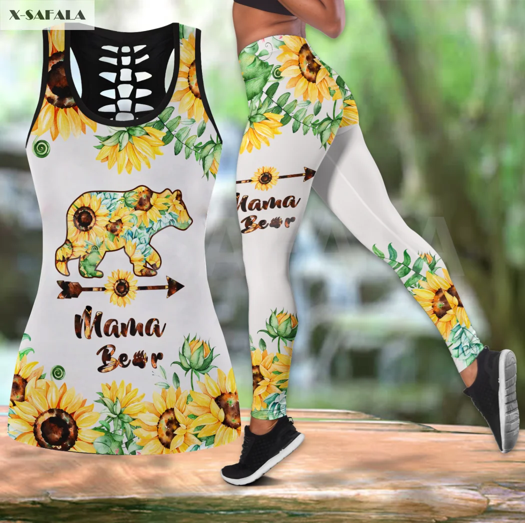 Mama Bear Sunflower 3D Printed Women Combo Two Piece Yoga Set Vest Hollow Out Tank Top High Waist Legging Summer Casual Sport
Mama Bear Sunflower 3D Printed Women Combo Two Piece Yoga Set Vest Hollow Out Tank Top High Waist Legging Summer Casual Sport