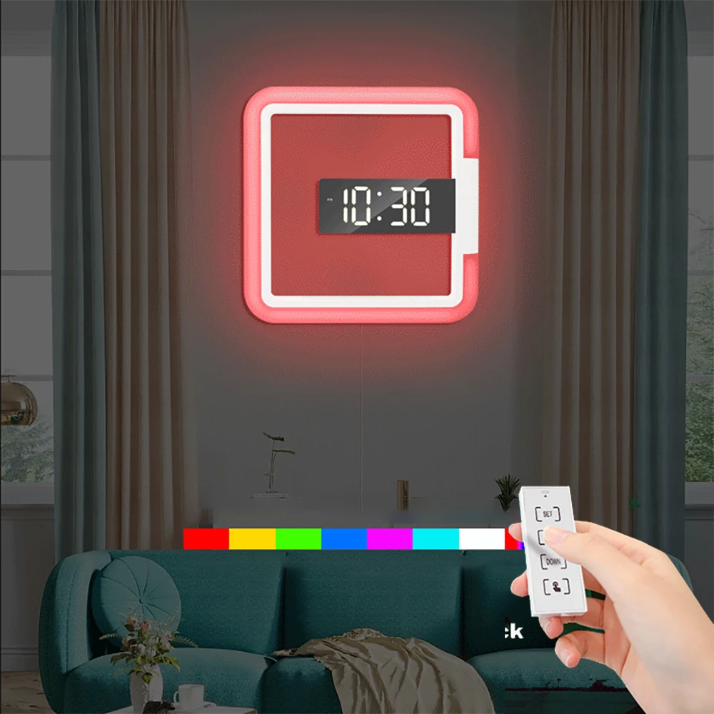 7 Colors LED Digital Wall Clock 3D Alarm Mirror Hollow Watch Table Clock Temperature Nightlight For Home Living Room Decorations
7 Colors LED Digital Wall Clock 3D Alarm Mirror Hollow Watch Table Clock Temperature Nightlight For Home Living Room Decorations