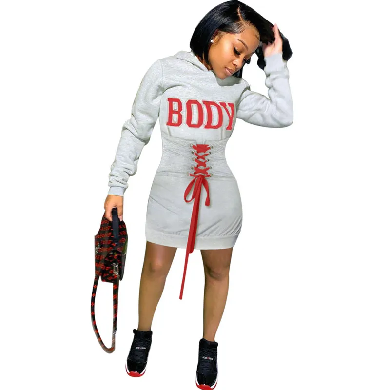 Hoodies dress 2020 Fall Winter Women Body Letter Print Hooded Dress Grommet Lace Up Waist Shape Long Sleeve Sweatshirts Dresses
Hoodies dress 2020 Fall Winter Women Body Letter Print Hooded Dress Grommet Lace Up Waist Shape Long Sleeve Sweatshirts Dresses