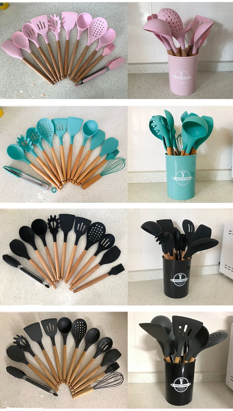 1SET Wooden Silicone Kitchen Utensil Nonstick Cooking Spoon Soup Ladle Turner Pancake Spatula Tong Cookware Baking Gadget XB 024
1SET Wooden Silicone Kitchen Utensil Nonstick Cooking Spoon Soup Ladle Turner Pancake Spatula Tong Cookware Baking Gadget XB 024