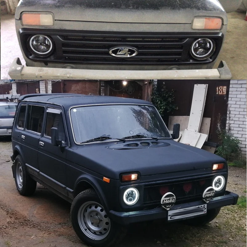 Off Road 7'' LED Headlight Full Halo Angel Eyes for Suzuki Samurai Lada Niva 4X4 for Jeep Wrangler JK TJ 97-18.
Off Road 7'' LED Headlight Full Halo Angel Eyes for Suzuki Samurai Lada Niva 4X4 for Jeep Wrangler JK TJ 97-18.