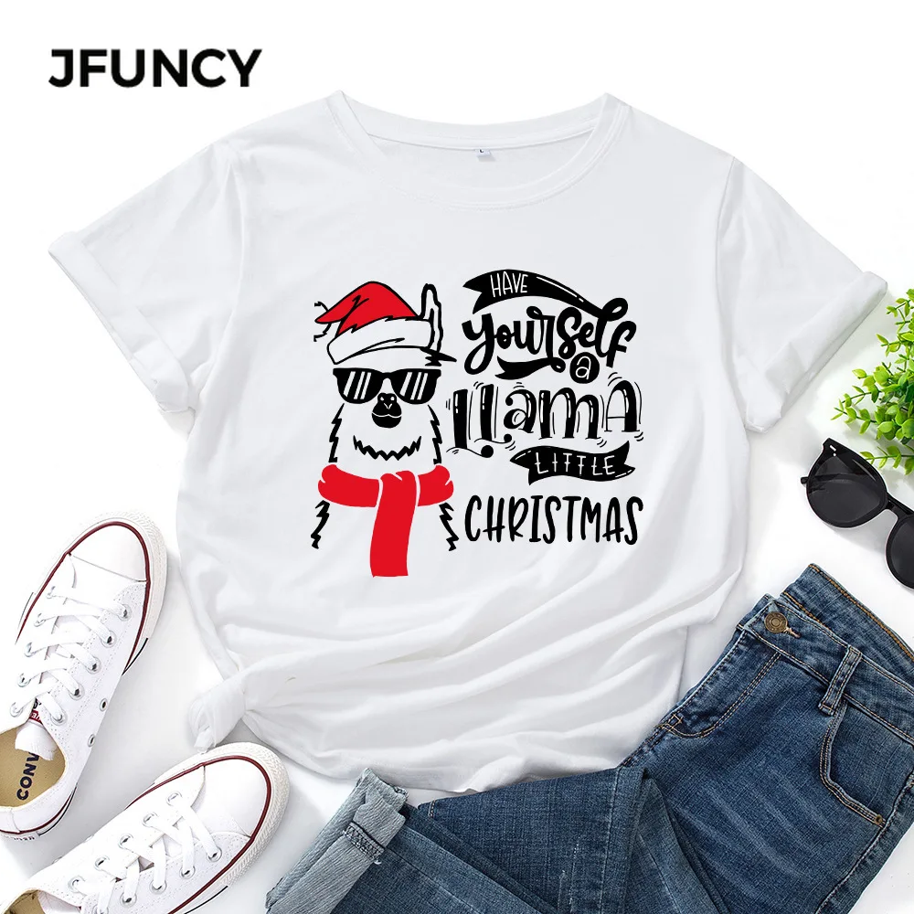 JFUNCY 100% Cotton Christmas Women's T-shirt Graphic Printed Casual Female T Shirt Women Short Sleeve Tees Top
JFUNCY 100% Cotton Christmas Women's T-shirt Graphic Printed Casual Female T Shirt Women Short Sleeve Tees Top