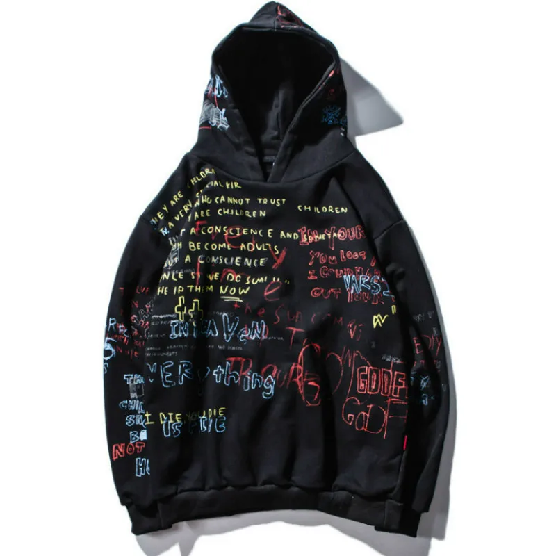 

Hip Hop Graffiti Hoodies Mens 2021 Autumn Casual Pullover Sweats Hoodie Male Fashion Skateboards Sweatshirts