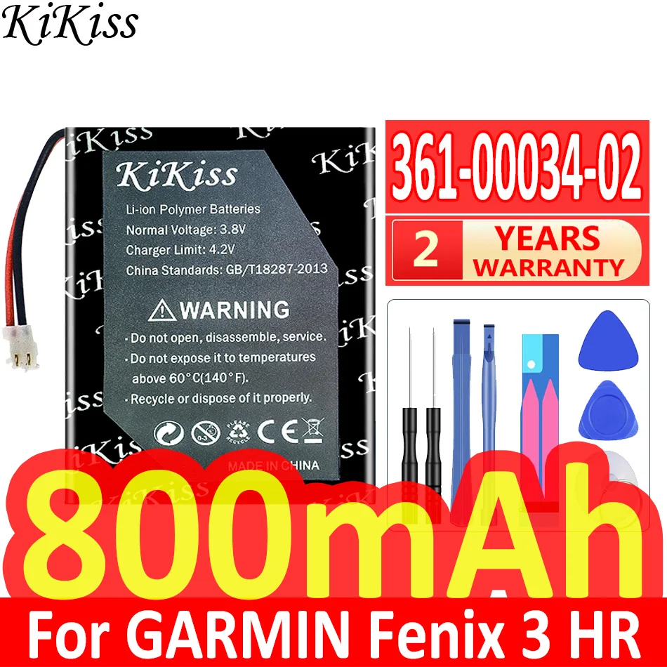 

800mAh KiKiss Powerful Battery 361-00034-02 for Garmin Fenix 3, Fenix 3 HR, CS-GMF300SH Fenix3 GPS Sports Watch