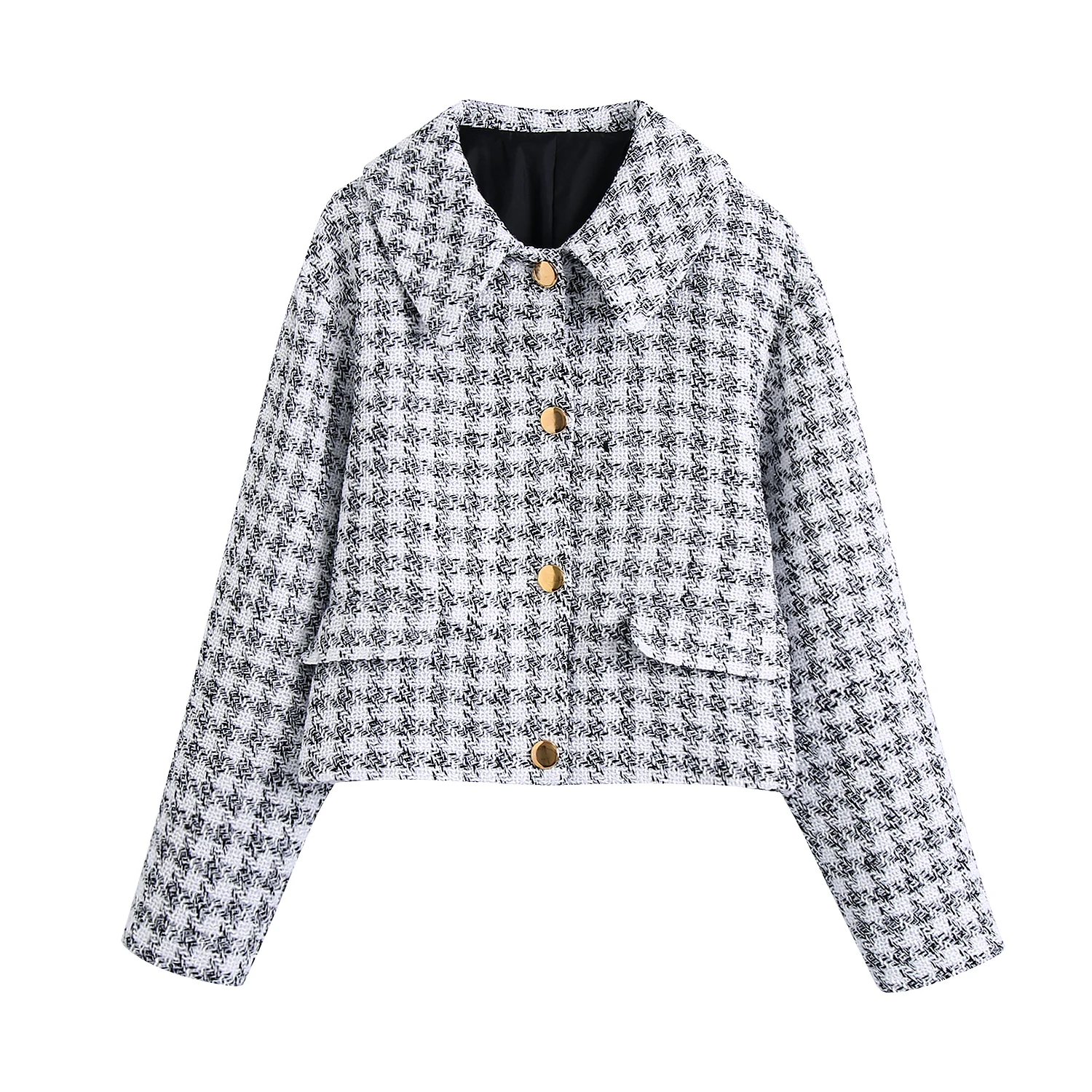 Women Spring Autumn Grey Grain Jacket Coat Female Turn Down Collar Single Breasted Pocket Woolen Crop Chic Lady Fashion Top
Women Spring Autumn Grey Grain Jacket Coat Female Turn Down Collar Single Breasted Pocket Woolen Crop Chic Lady Fashion Top