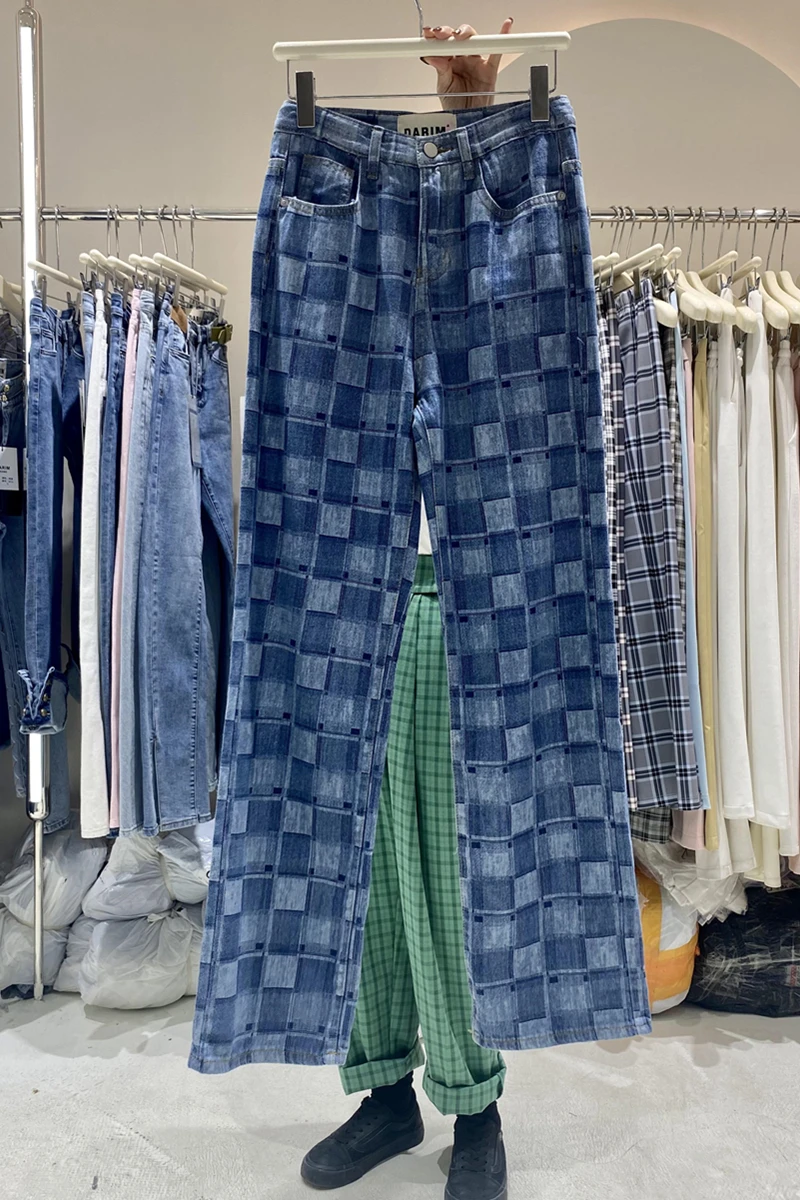 2021 Spring New High Waist Straight Female Jeans Pants Loose Casual Plaid Wide-Leg Denim Trousers Fashion All-match Flare Jeans
2021 Spring New High Waist Straight Female Jeans Pants Loose Casual Plaid Wide-Leg Denim Trousers Fashion All-match Flare Jeans