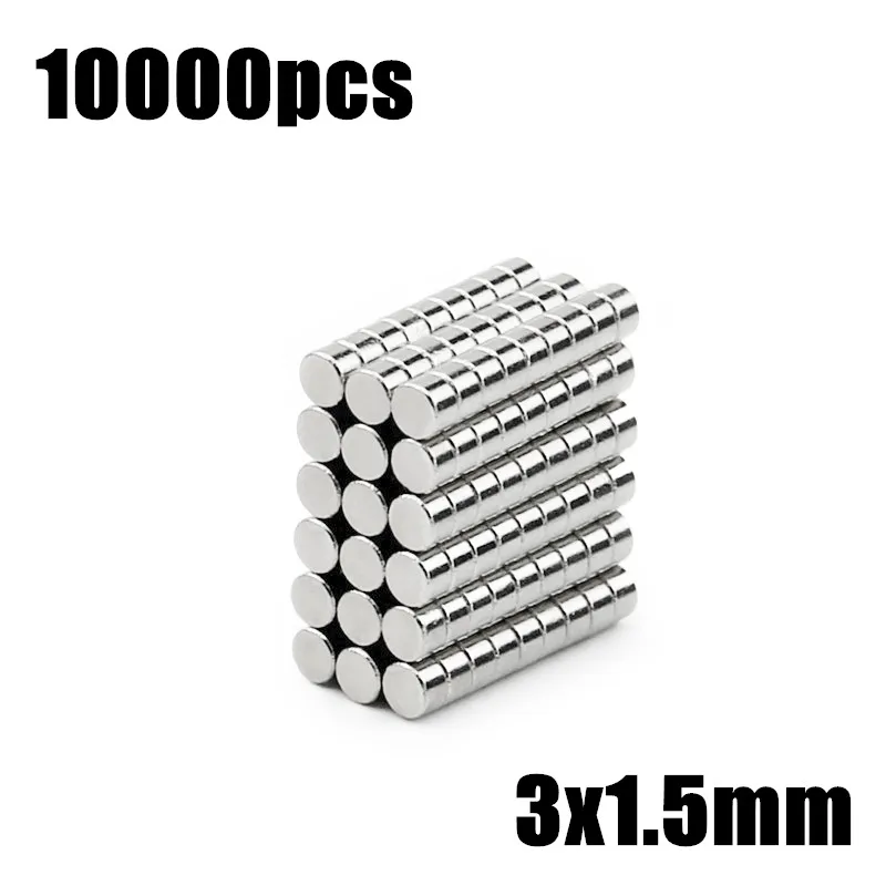 

10000pcs 3x1.5mm Super Powerful Strong Bulk Small Round NdFeB Neodymium Disc Magnets Dia 3mm x 1.5mm N35 Rare Earth NdFeB Magnet